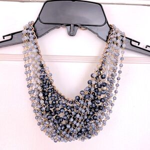 Gorgeous Vintage Blue and Gray Multi- Strand Signature Necklace